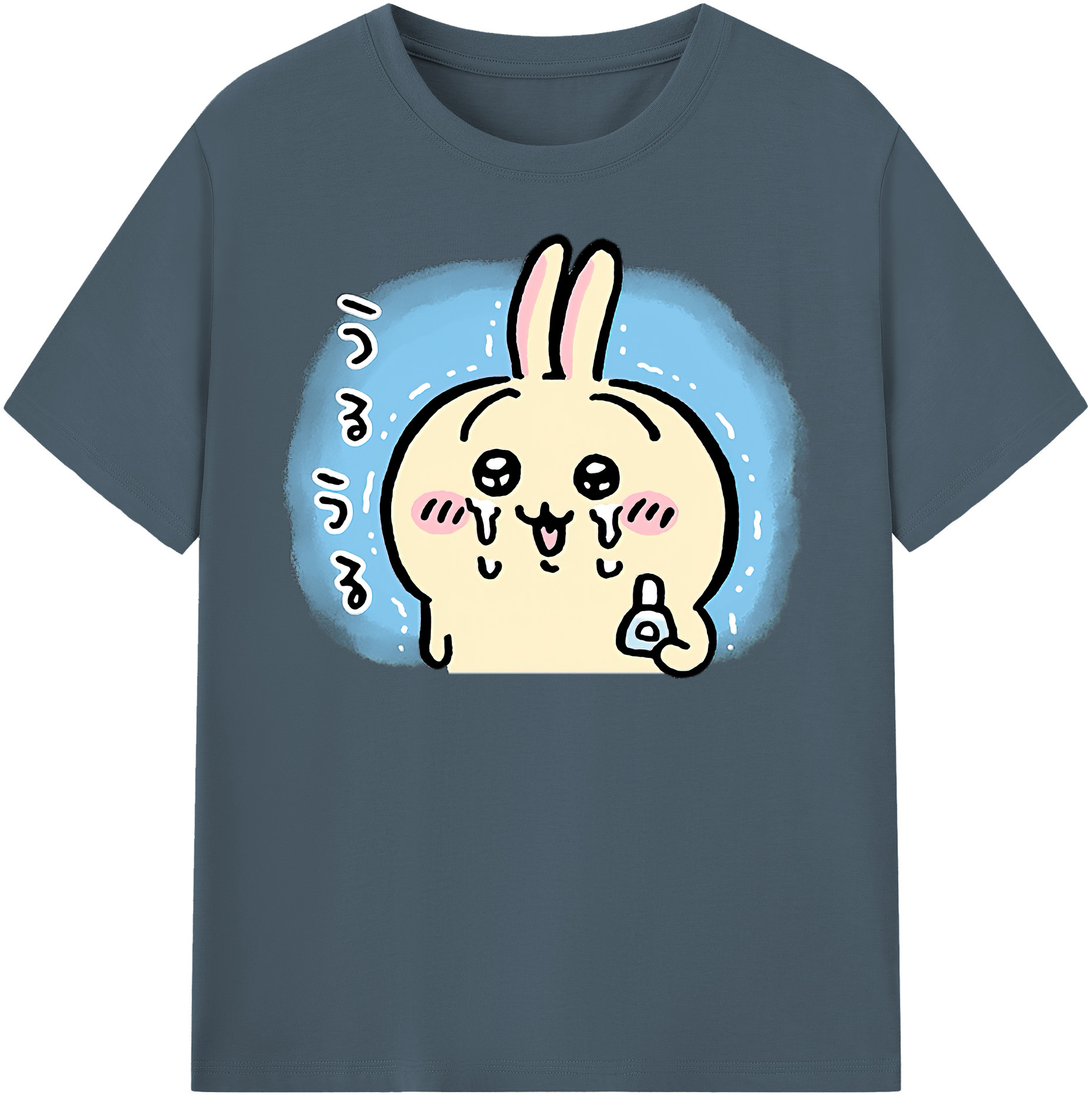 （画像用） ちいかわ うさぎ Chii-kawa usagi 綿100％半袖Tシャツ（フロントプリント）
